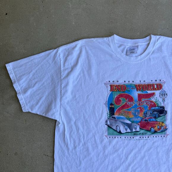 Vintage Washington Ocean Park Hot Rod 2008 Car Show ONP White Shirt Size 2XL - Picture 4 of 6